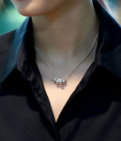 925 Silver Snake Chain 5-Ball Necklace