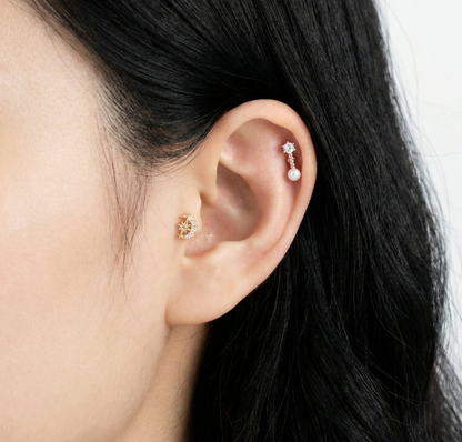 Celestial Moon & Star Pave Stud | K-Fine Piercing