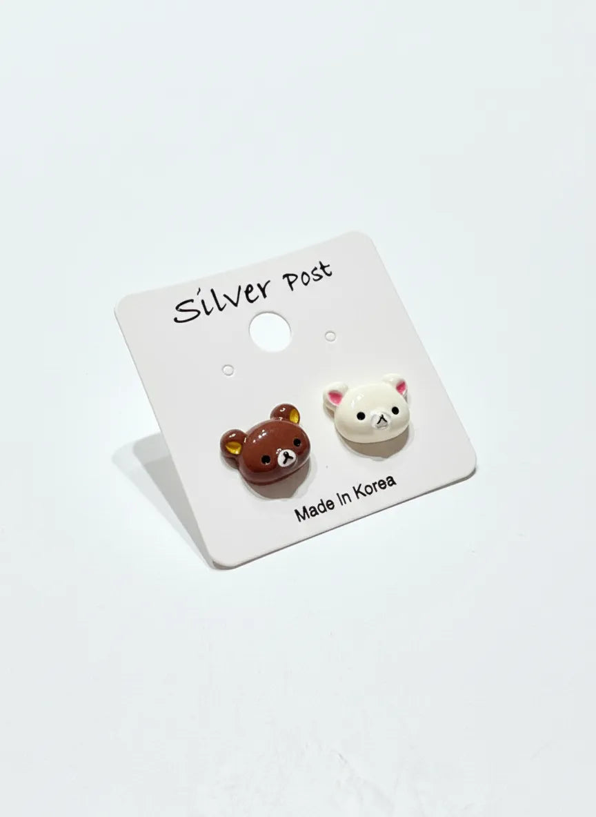 Rilakkuma Inspired Mismatched Bear Studs | Handmade in Korea