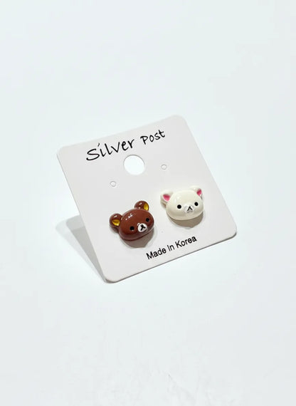 Rilakkuma Inspired Mismatched Bear Studs | Handmade in Korea