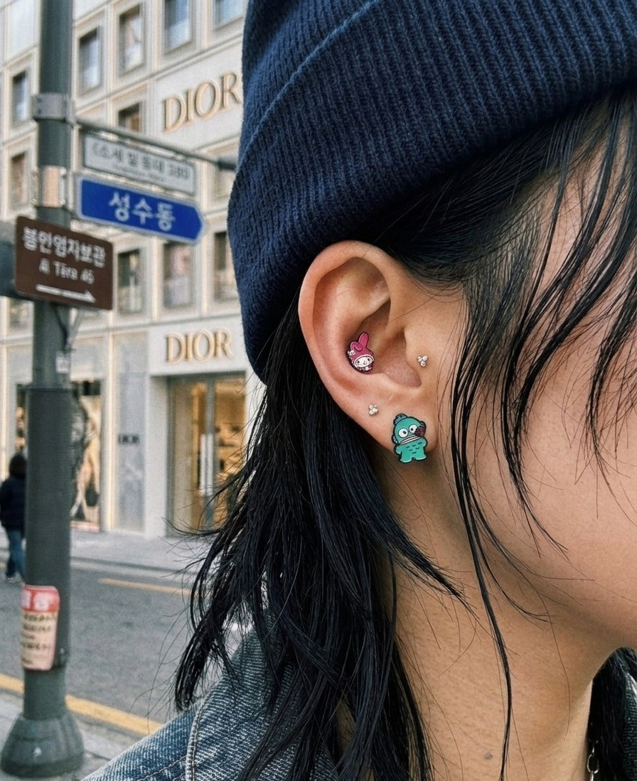 Micro CZ Triangle & Square Surgical Steel Barbell Piercing — 3 Colors