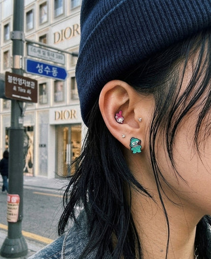 Micro CZ Triangle & Square Surgical Steel Barbell Piercing — 3 Colors