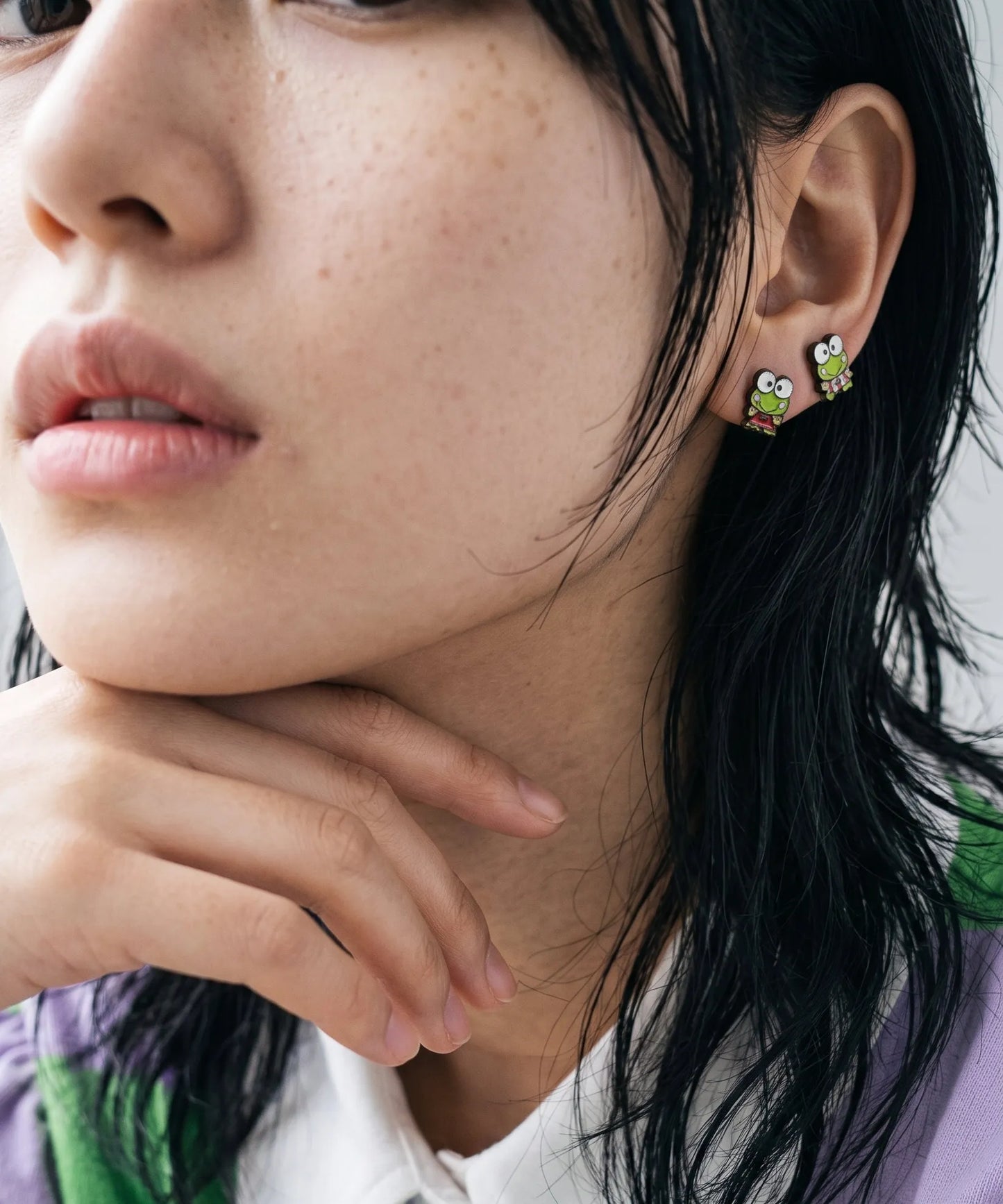 Keroppi Enamel Studs — K-Style Ear Stack