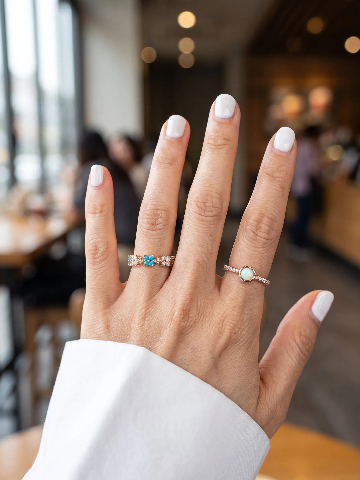 Turquoise Floral Eternity Ring | K-Style Stack