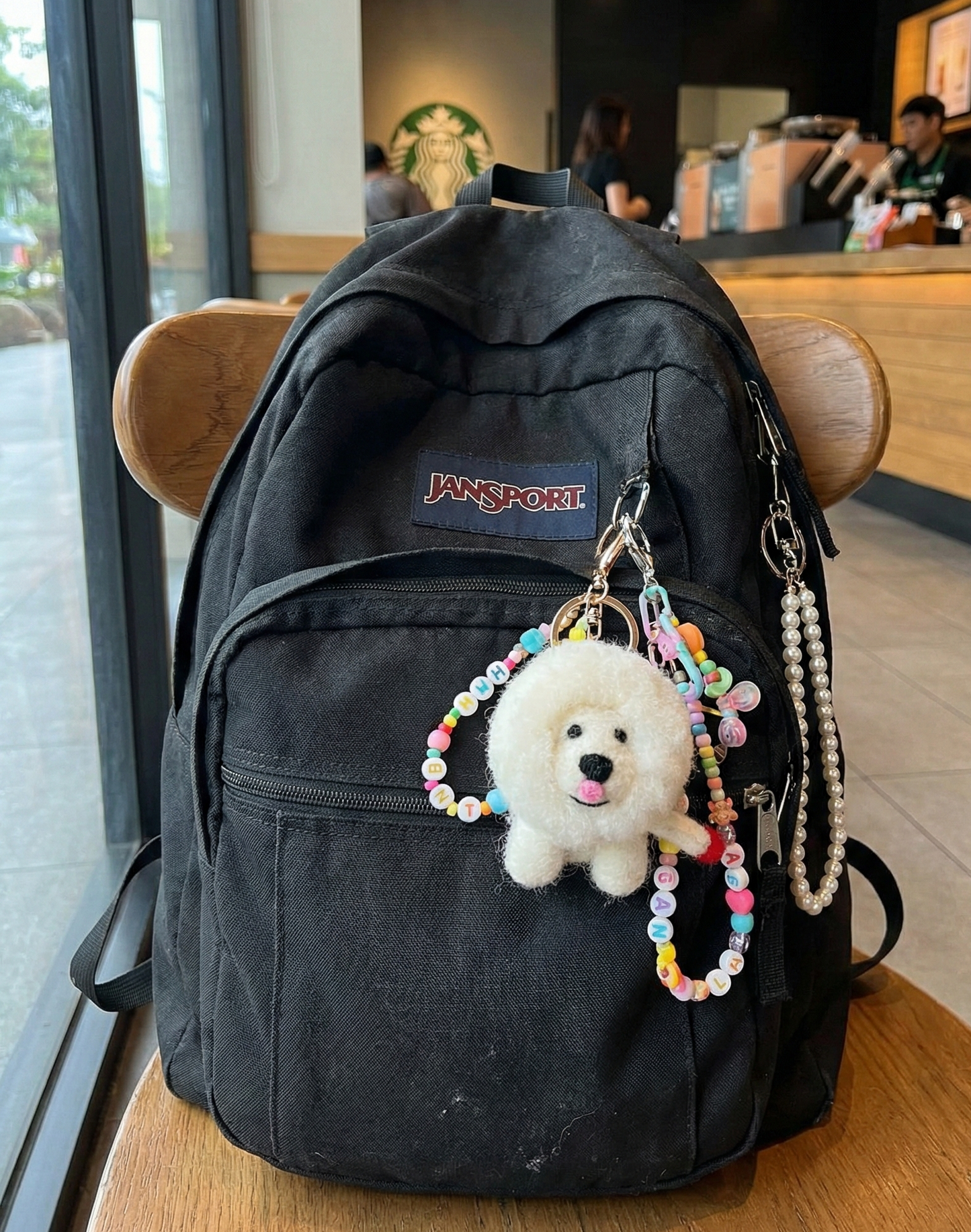 Handmade Needle Felted Bichon Frise Keychain | Wool Dog Bag Charm