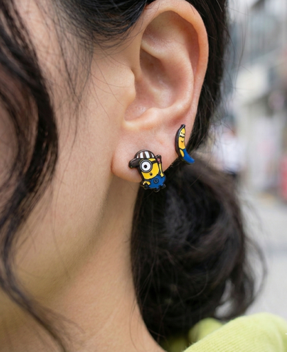 Cute Minions Mismatched Stud Earrings - Hypoallergenic 925 Silver Post, Made in Korea