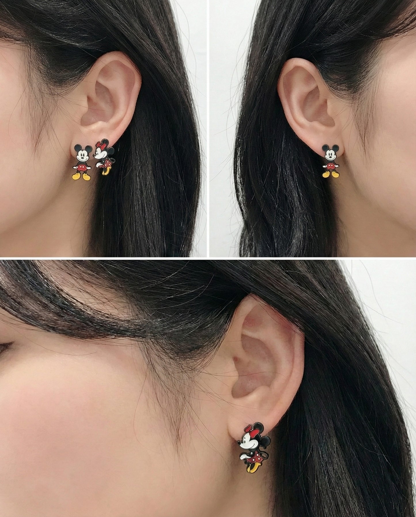 Mickey & Minnie 3D Ear Jacket Earrings | Grunge Glam | Handmade Korea