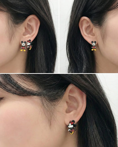 Mickey & Minnie 3D Ear Jacket Earrings | Grunge Glam | Handmade Korea