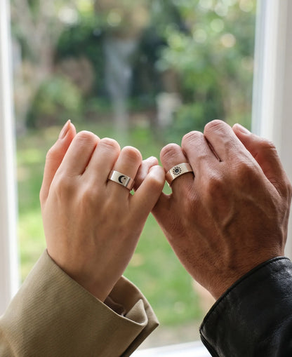 Sun & Moon Promise Ring — 925 Silver | Matching Set