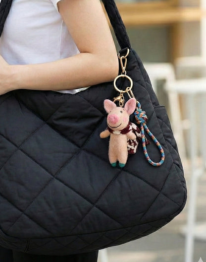 Handmade Nepal Wool Felt Animal Keychain - Pig & Hedgehog Bag Charm