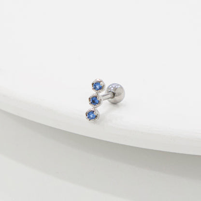 Blue CZ Barbell Studs (3 Styles) – Rhodium Plated