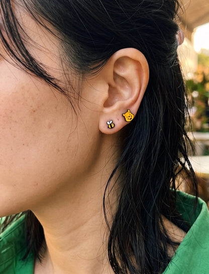Vintage Winnie the Pooh Enamel Stud Set (4-Piece) | K-Style Kidult Earrings