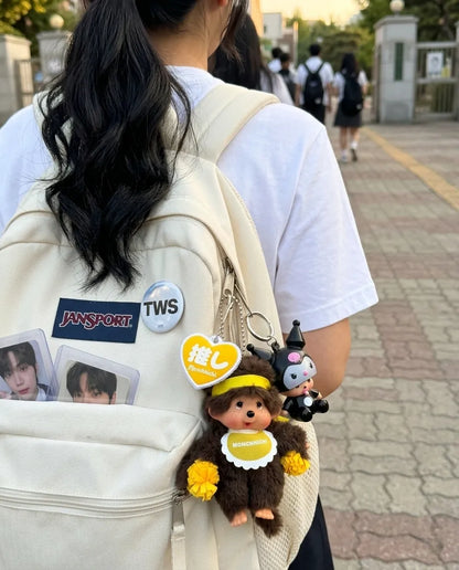 Monchhichi Cheerleader Plush Keychain Bag Charm | Yellow & Red