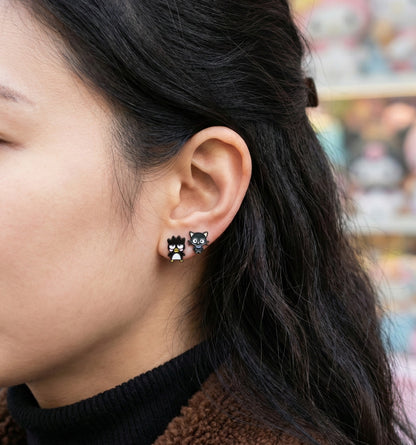 Cute Badtz-Maru & Chococat Mismatched Stud Earrings - Silver Post