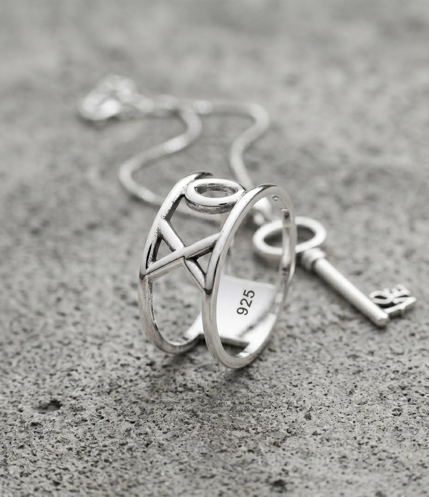 Chunky XO 925 Sterling Silver Bold Wide Band Ring | Handmade Korea