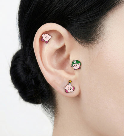 Kirby Pink Puffball — Star Allies Inspired Handmade Barbell Earrings Made in Korea