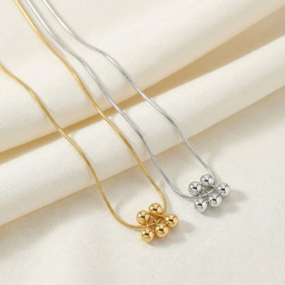 925 Silver Snake Chain 5-Ball Necklace