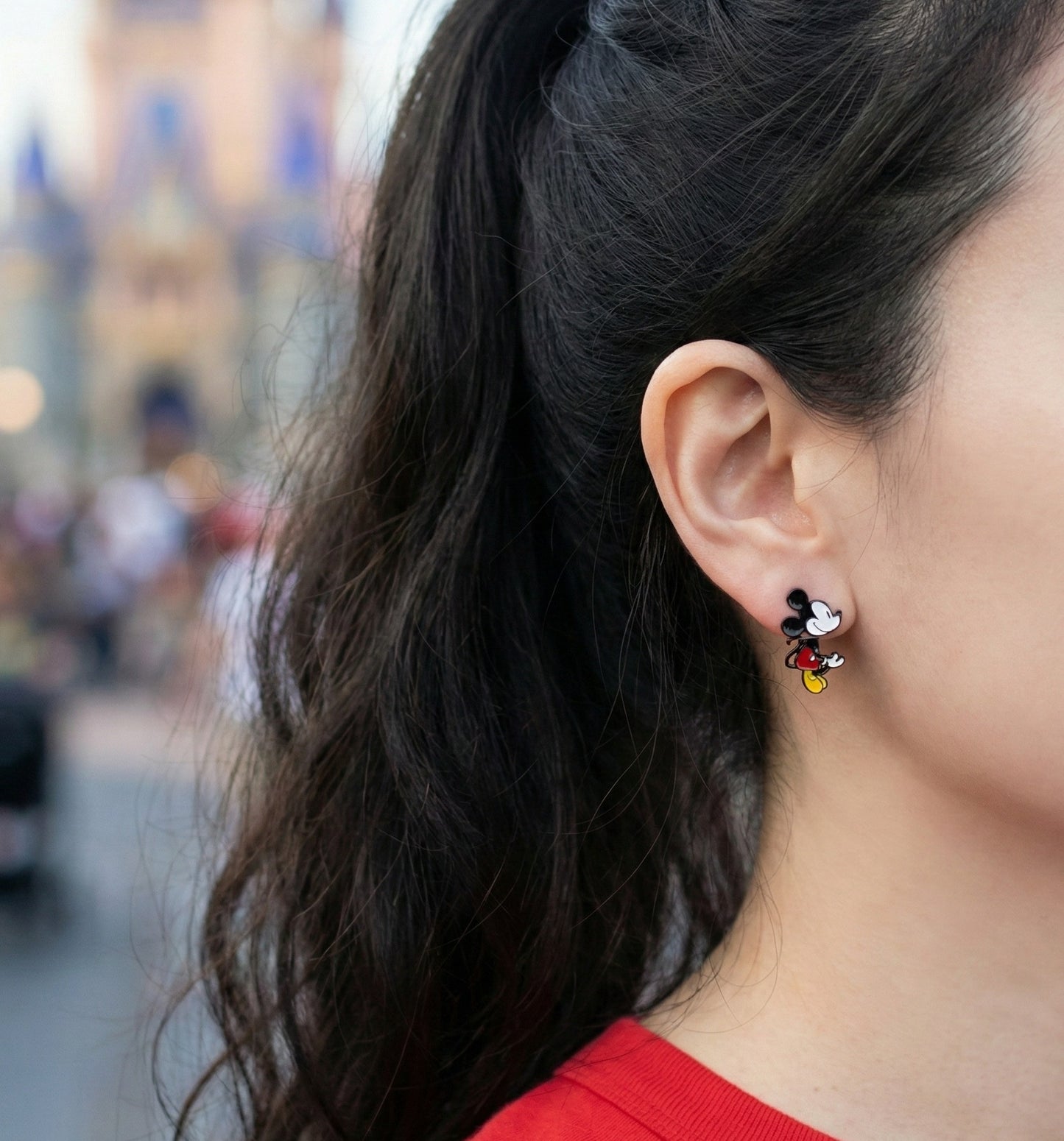 Mickey & Minnie 3D Ear Jacket Earrings | Grunge Glam | Handmade Korea