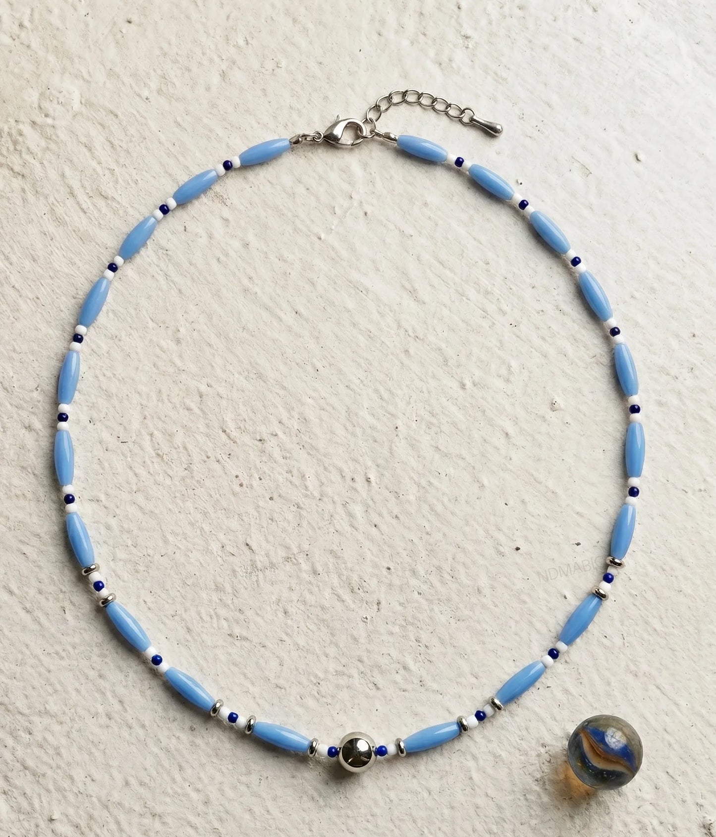 Oval Glass Bead Necklace | K-Style Stack · 4 Colors
