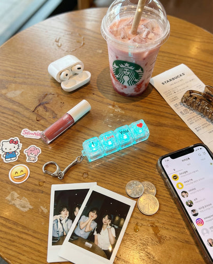 Clicky Mechanical Keycap Keychain - LED Fidget Toy "You Can Do It" & "I Love You"