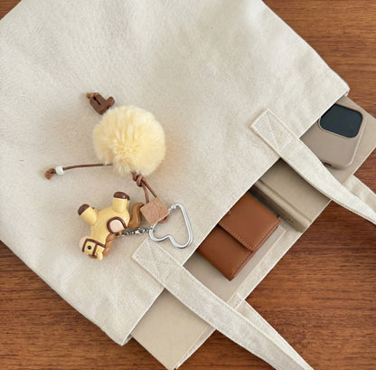 Foxy Pony Horse Keychain Bag Charm with Fluffy Pompom 2 Colors