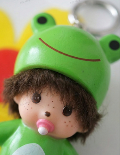 Cute Frog Baby Doll Keychain Bag Charm – Kawaii Y2K Backpack & Purse Accessory with Crystal Beads & Heart