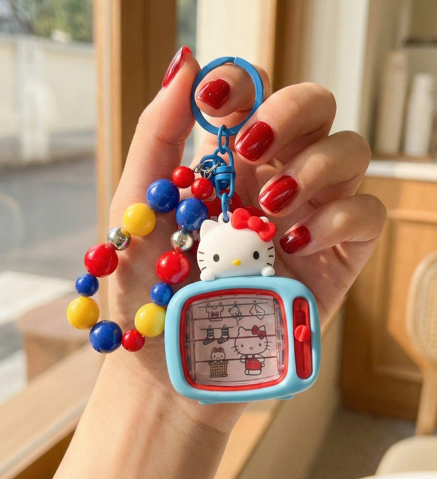 Genuine Sanrio Hello Kitty Retro TV 3D Figure Keychain – Y2K Beaded Bag Charm