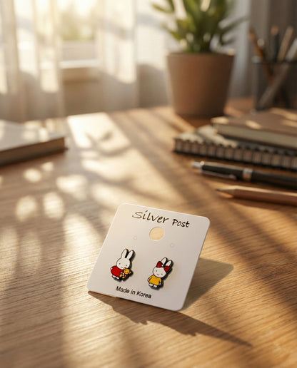 Kawaii Miffy (Nijntje) Earrings - Mismatched Bear & Ribbon
