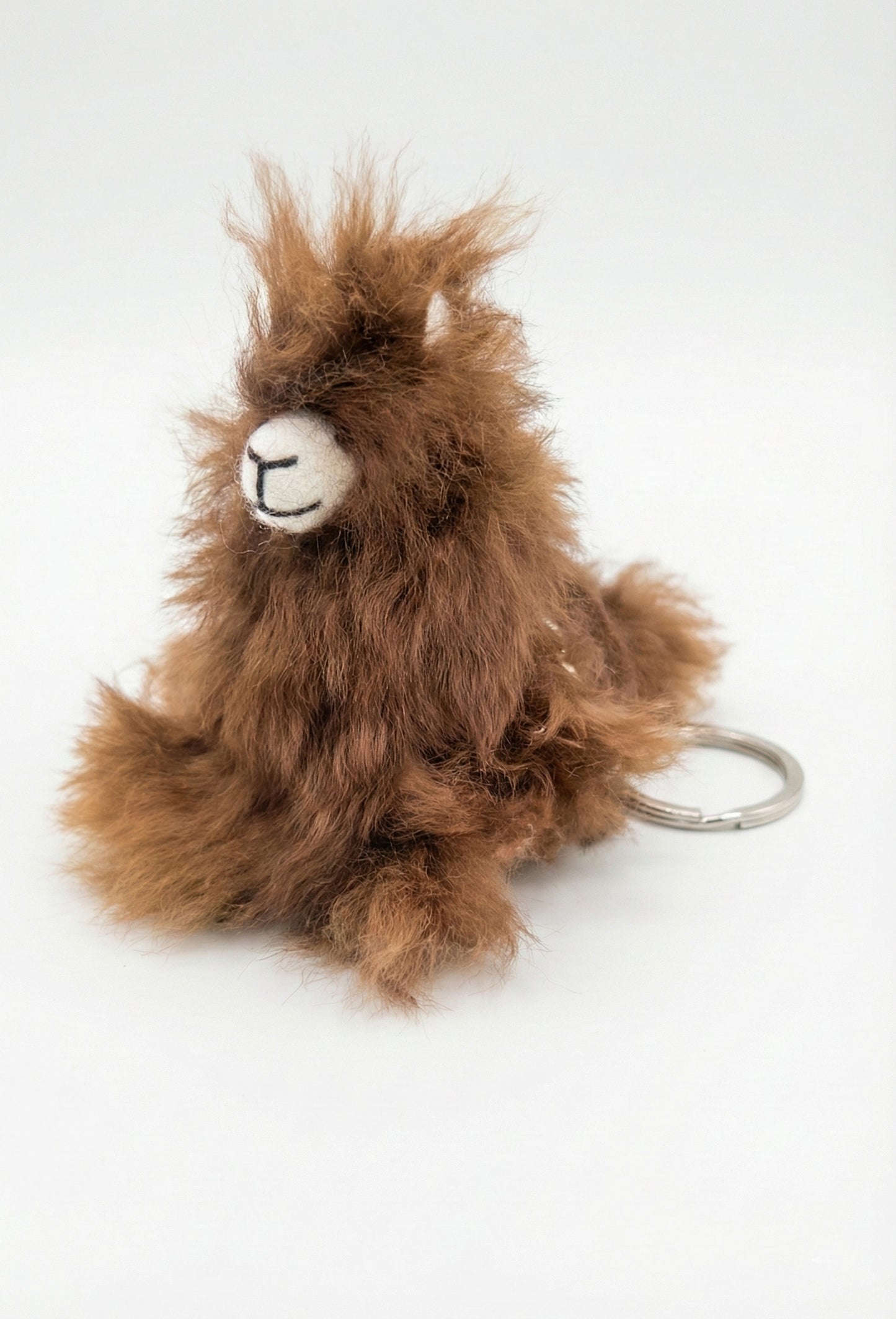 Authentic Peruvian Alpaca Fur Keychain - Handmade 4" Fluffy Plush Bag Charm