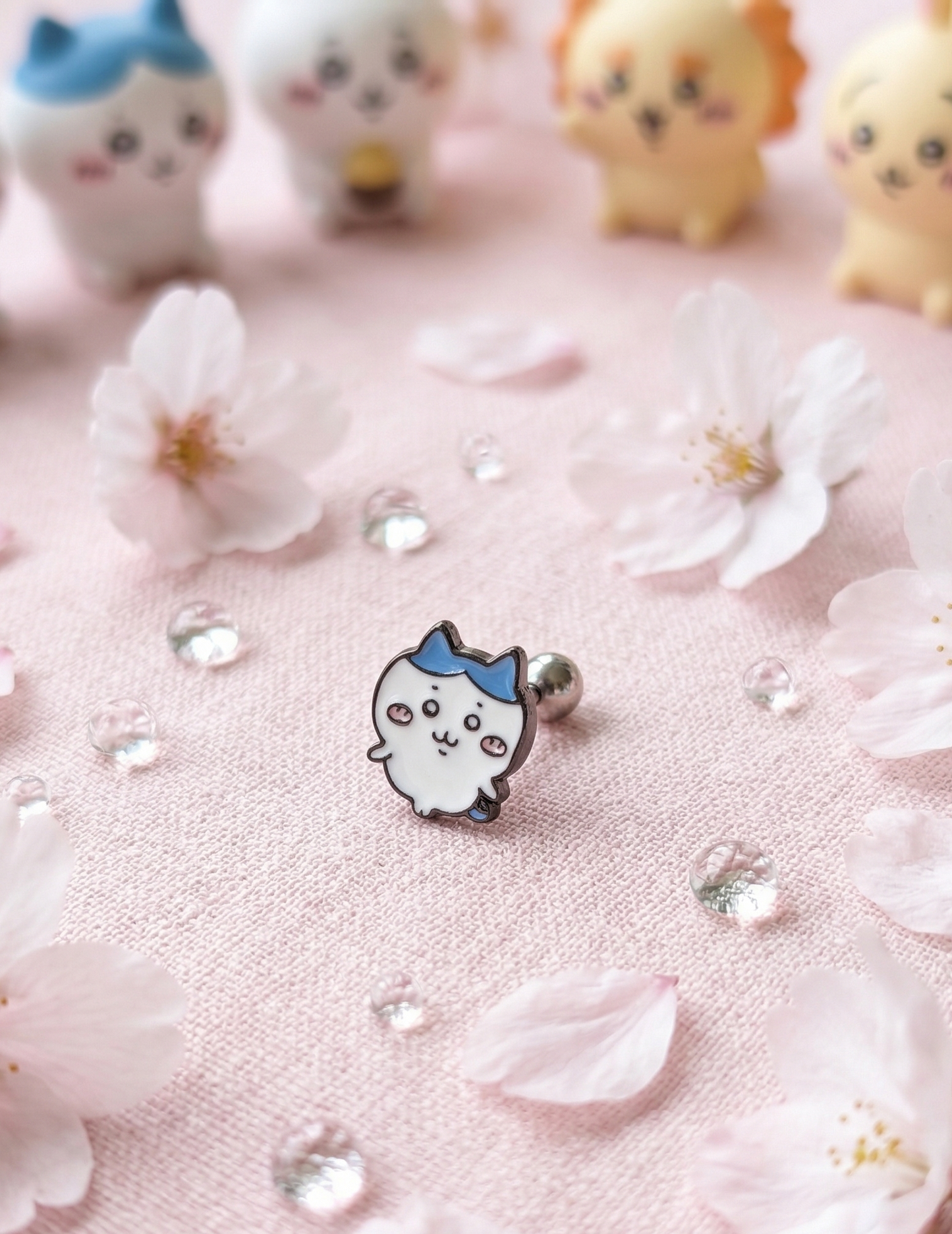Chiikawa Hachiware Usagi Kawaii Barbell Stud Earring | Made in Korea