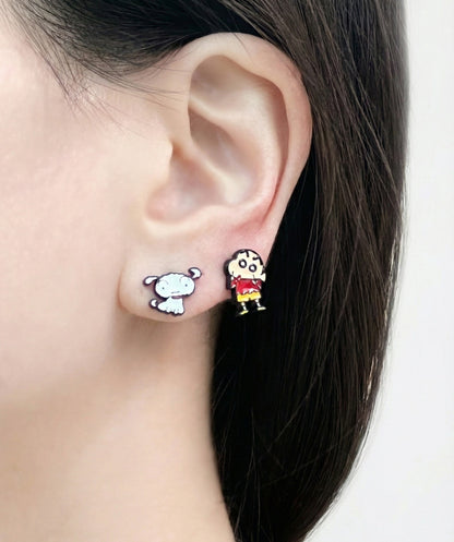 Crayon Shin-chan & Waniyama Dino-Inspired Studs | Handmade in Korea | Silver Post