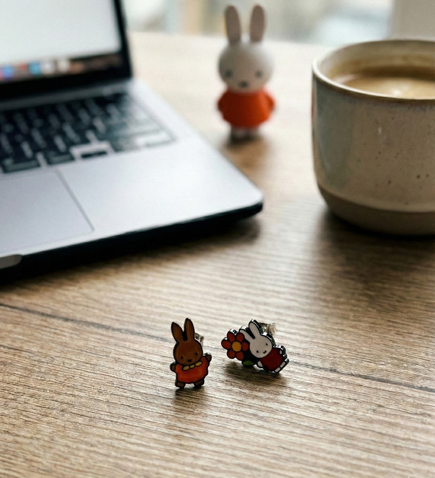 Miffy & Melanie Mismatched Enamel Stud Earrings | 925 Silver Post