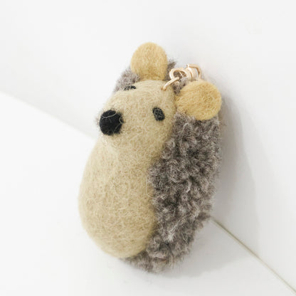 Handmade Nepal Wool Felt Animal Keychain - Pig & Hedgehog Bag Charm