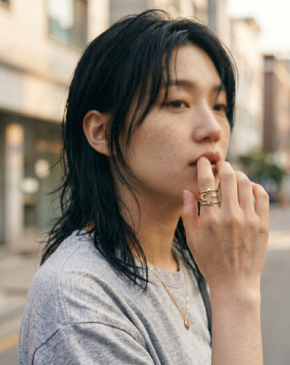 Bold Celestial Evil Eye Sun Moon Star Layered Brass Ring – Made in Korea