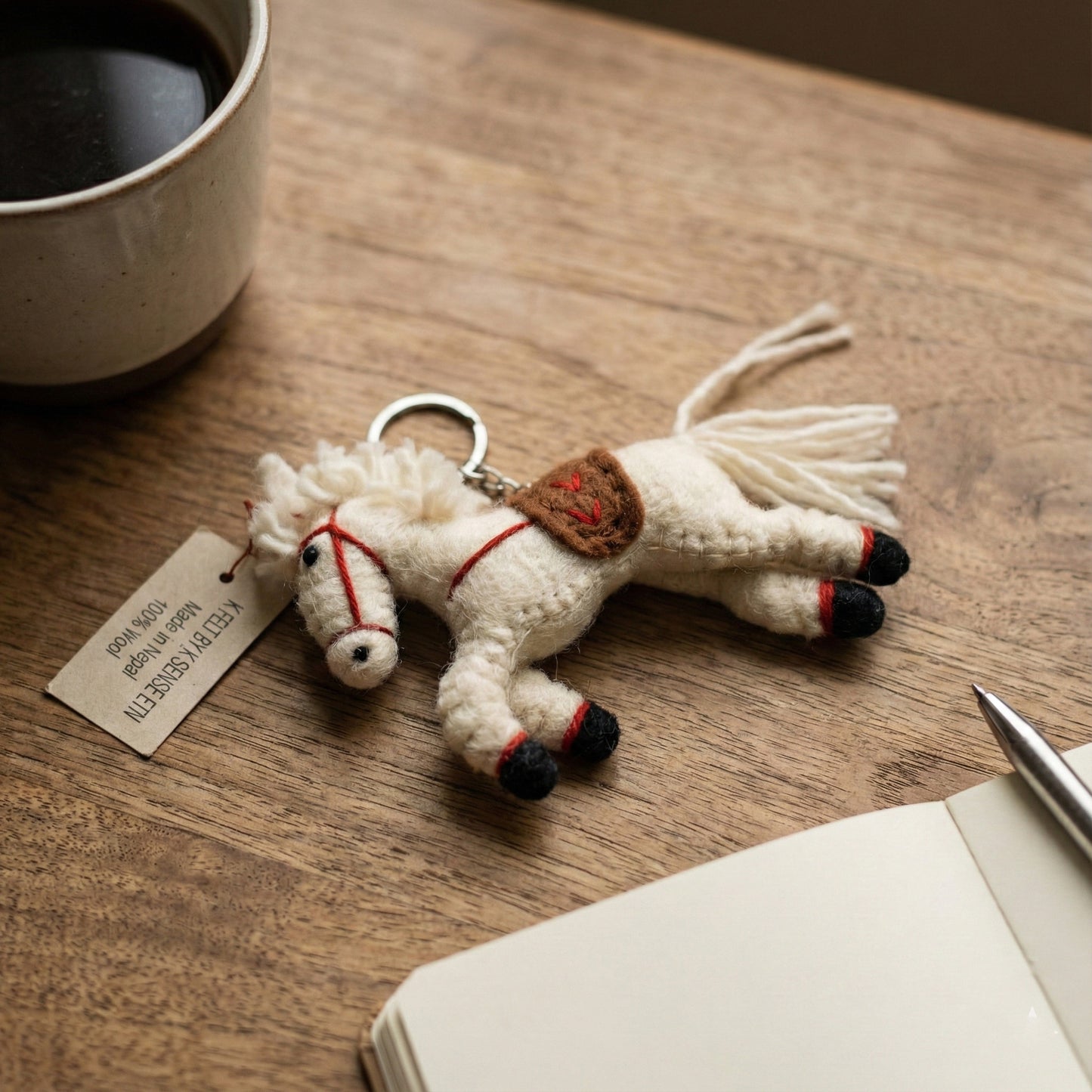 2026 Year of Horse Wool Felt Animal Keychain - Handmade Nepal
