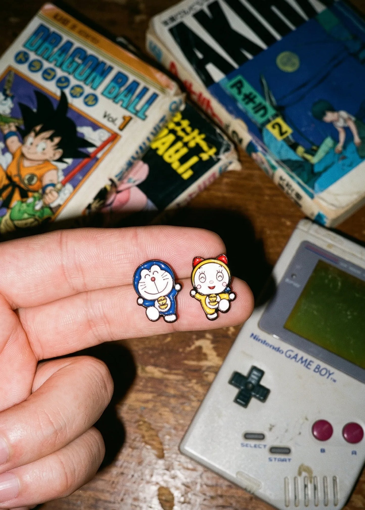 Doraemon & Dorami Mismatched Studs — Handmade in Korea