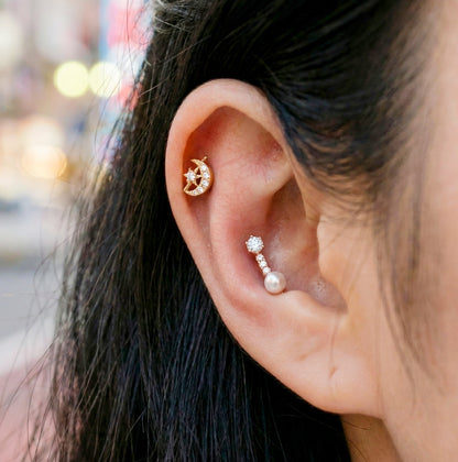 Celestial Moon & Star Pave Stud | K-Fine Piercing
