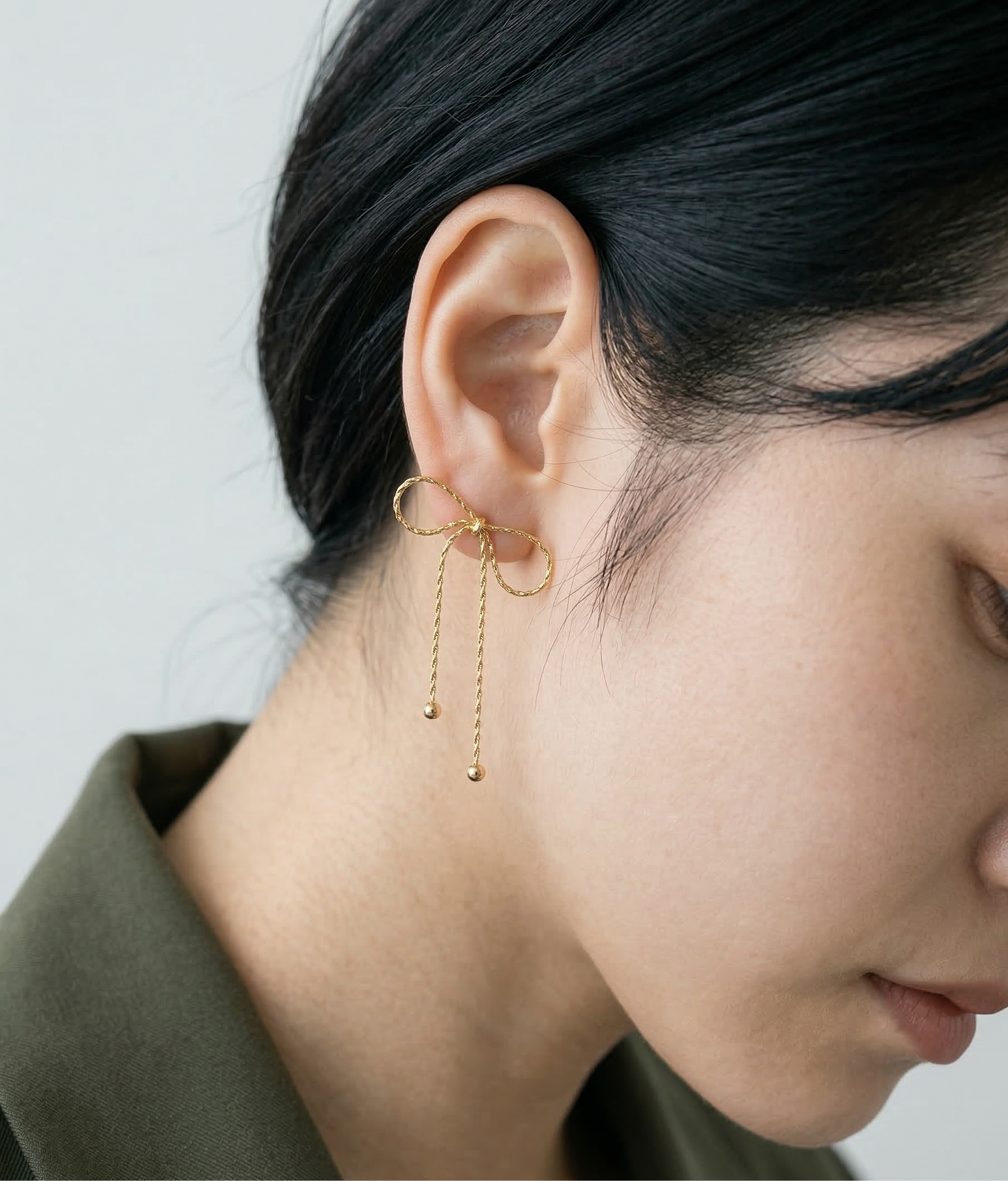 Textured Chain Bow Drop Earrings – Balletcore Dainty Jewelry