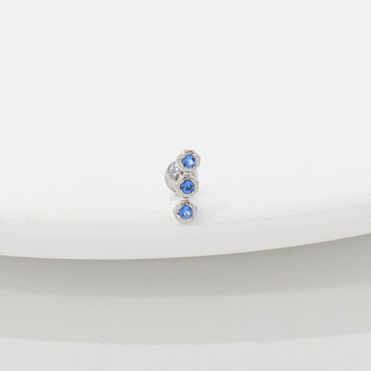 Blue CZ Barbell Studs (3 Styles) – Rhodium Plated