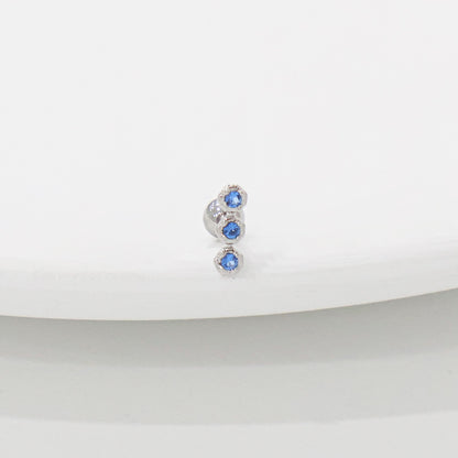 Blue CZ Barbell Studs (3 Styles) – Rhodium Plated