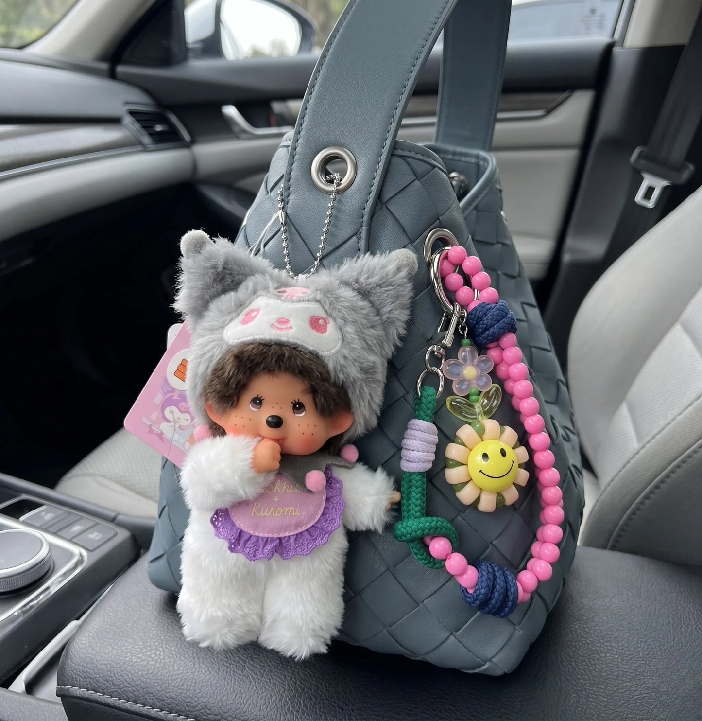 Monchhichi x My Melody & Kuromi Plush Bag Charm Keychain (Sold Individually)