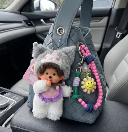 Monchhichi x My Melody & Kuromi Plush Bag Charm Keychain (Sold Individually)