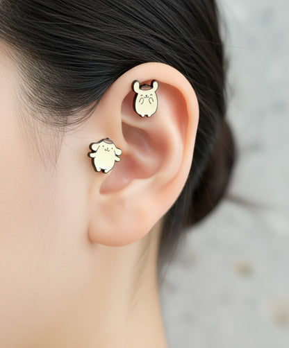 Sanrio Pompompurin Titanium Post Piercing - Premium Brass