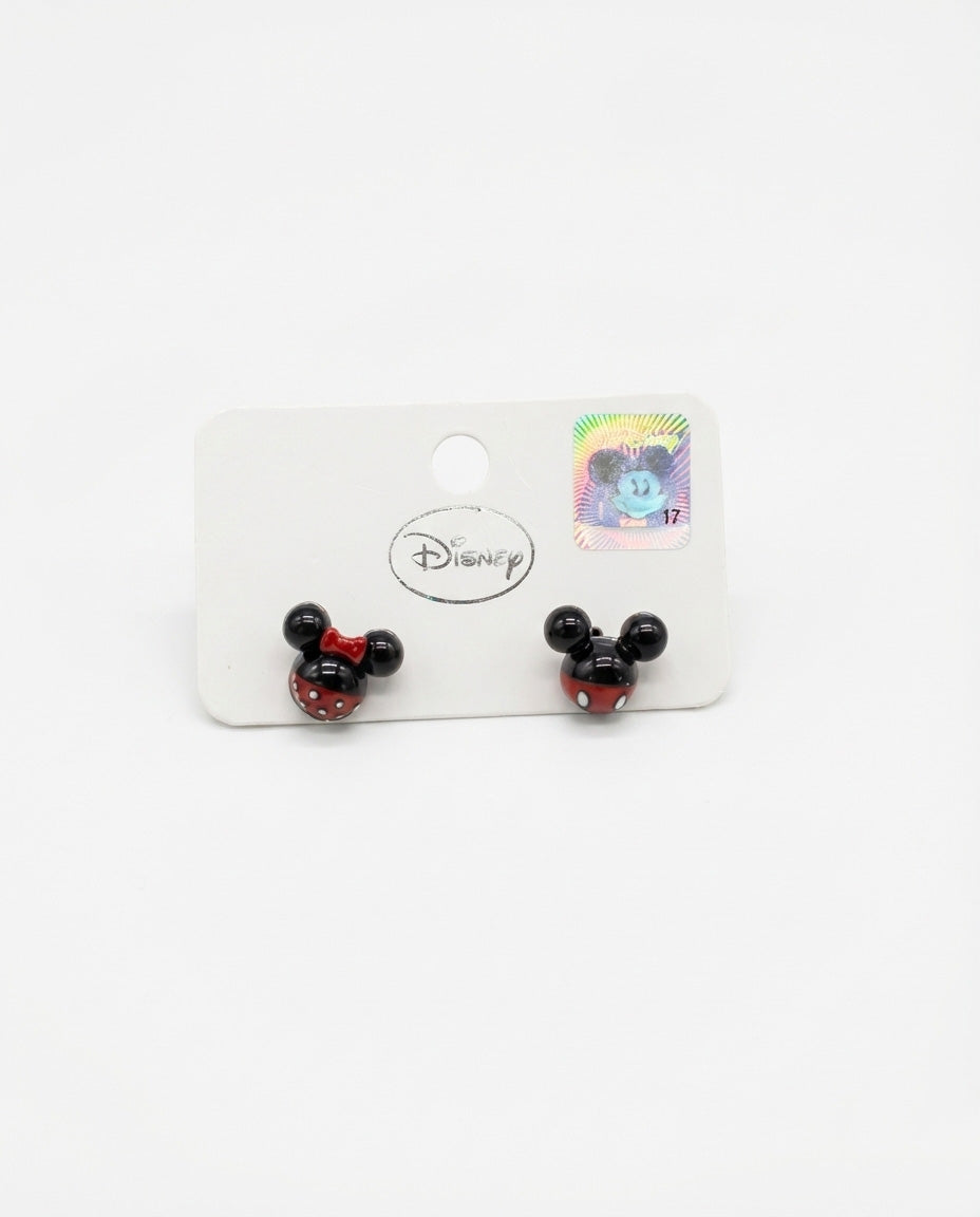 Minnie ladybug bow and Mickey donut stud earrings hypoallergenic 925 silver post detail