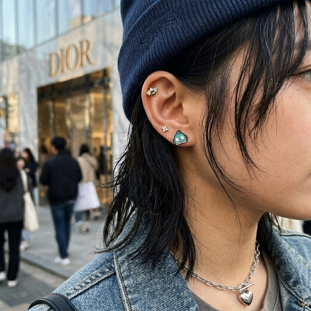 Micro CZ Triangle & Square Surgical Steel Barbell Piercing — 3 Colors