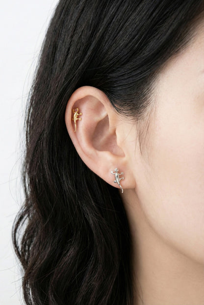 Sleek Gecko Lizard Cartilage Earring | Surgical Steel Helix Stud (Plain Metal)