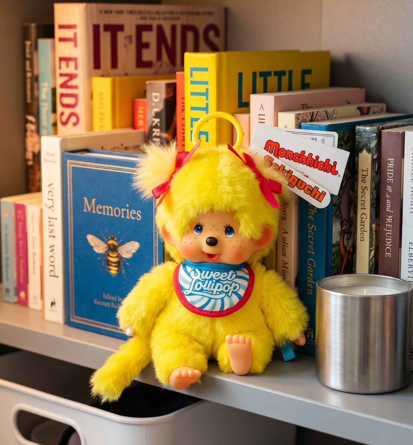 Sweet Lollipop Monchhichi Plush Bag Charm Keychain — Kawaii Y2K Bag Decor