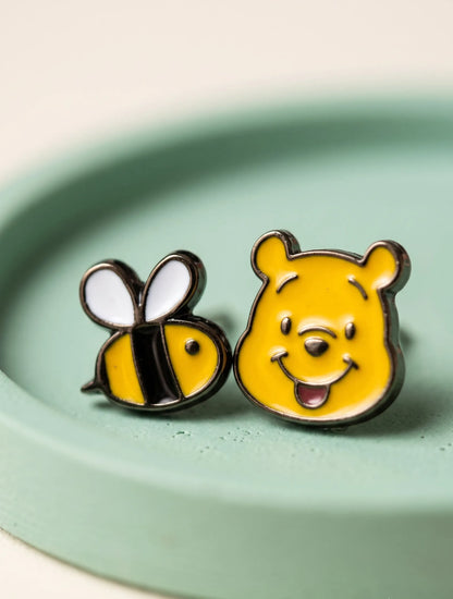 Vintage Winnie the Pooh Enamel Stud Set (4-Piece) | K-Style Kidult Earrings