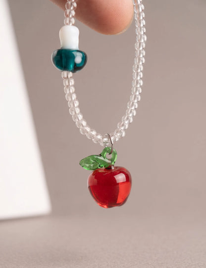 Fruit Charm Bead Necklace | Apple or Strawberry – K-Style