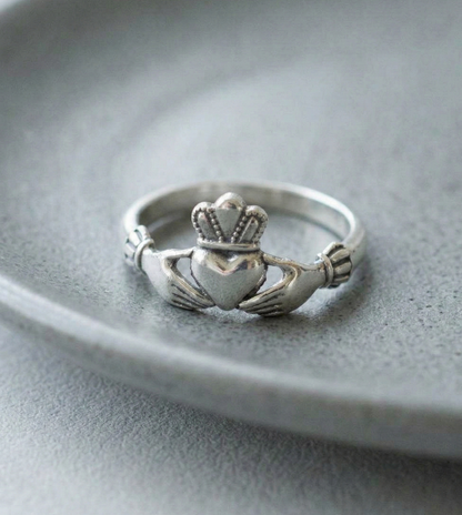 925 Sterling Silver Vintage Ring - Claddagh, Cupid Arrow & Heart Cross